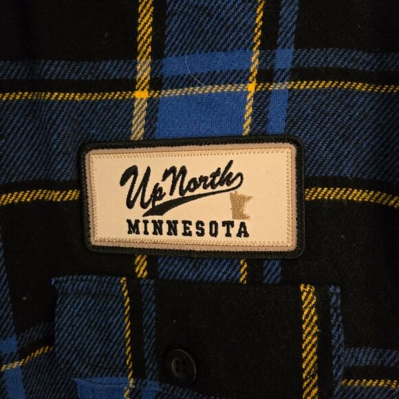 Techstyles Heavyweight Blue Black Plaid Shirt Jacket Quilted Lining Size L - Picture 4 of 9